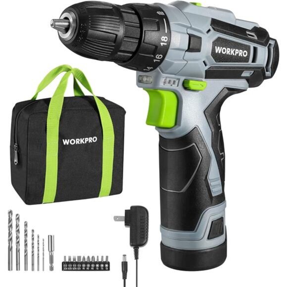 Cordless Drill Driver Kit, 12V Electric Screwdriver Driver Tool Kit,3/8" Keyless - Picture 1 of 8